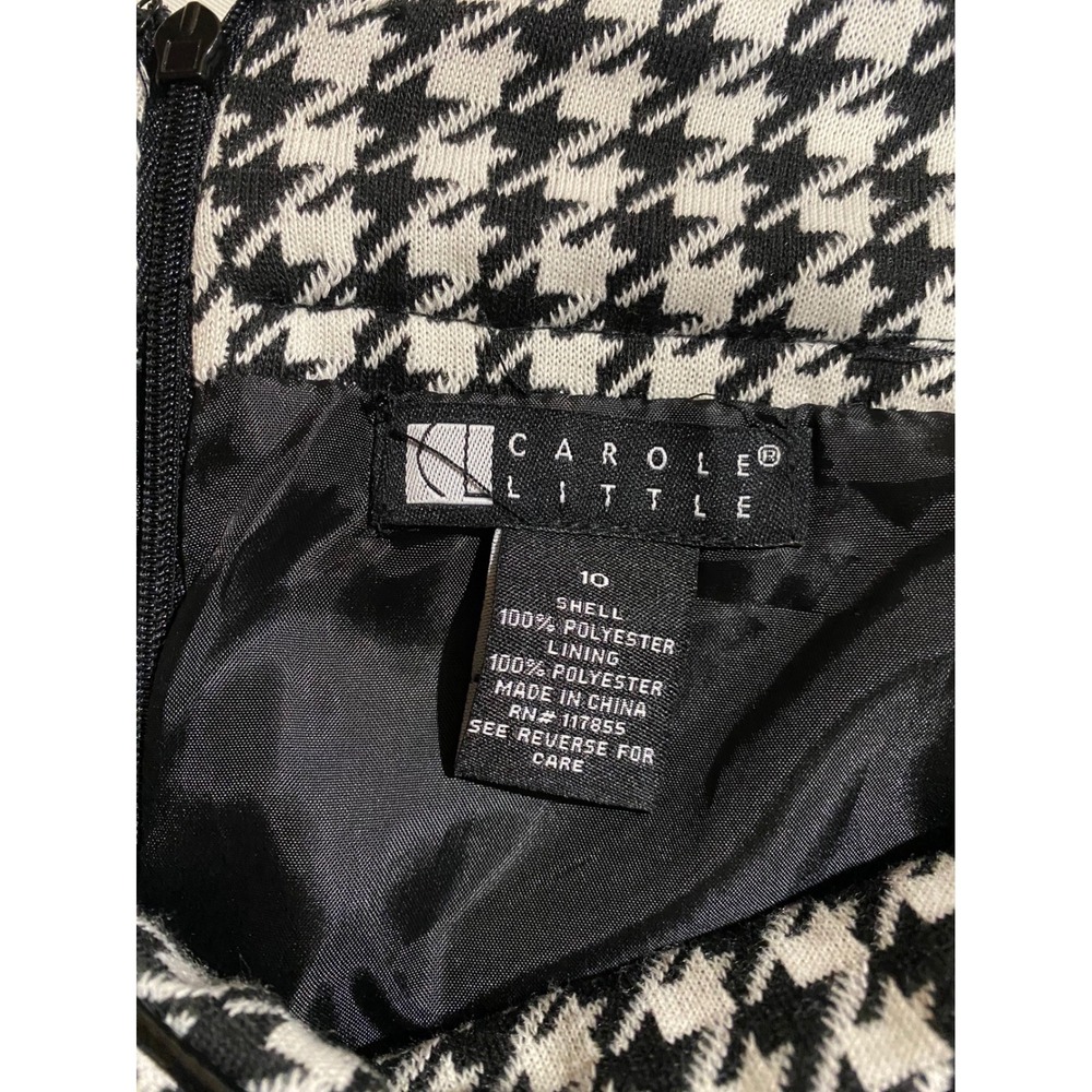 Carole Little Houndstooth Pencil Skirt‎ Black White Faux Leather Trim Size 10 - Picture 3 of 8